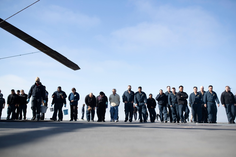 Tigers Participate in FOD Walkdown During Tripoli Tiger Cruise