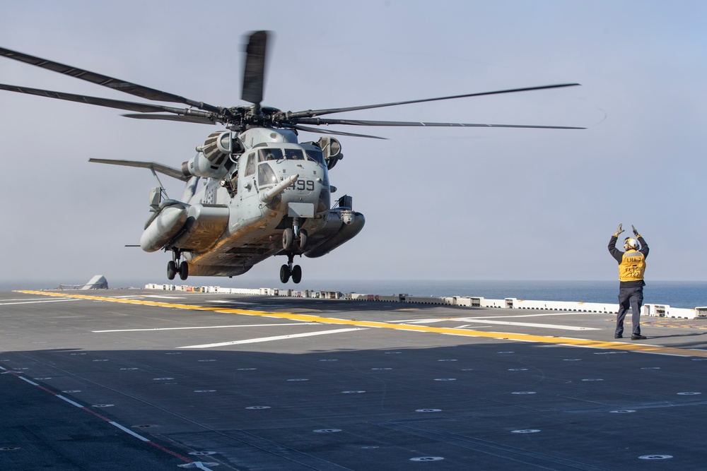 USS Tripoli preforms flight ops