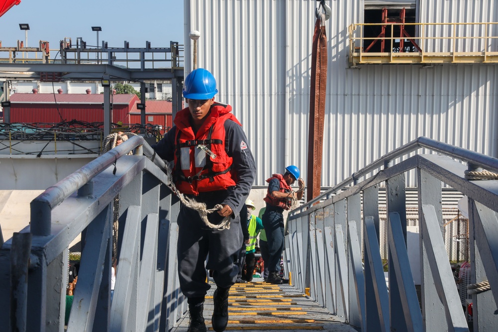 Sailors aboard the USS Howard conduct Sea and Anchor during Sama Sama 2024 in Subic, Philippines
