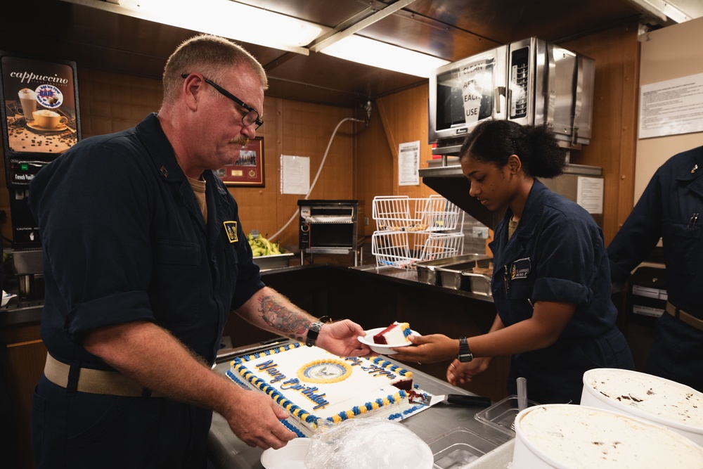 USS John S. McCain celebrates the Navy's 249th birthday