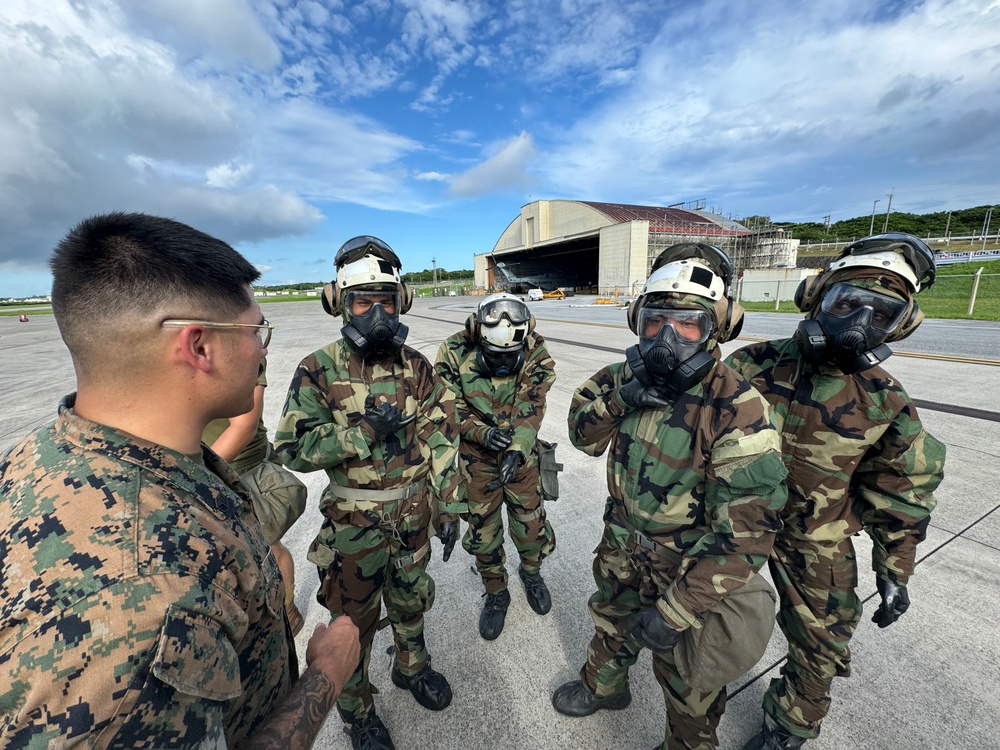 CBRN Marines rehearse aircraft decontamination procedures during Kaioke Response