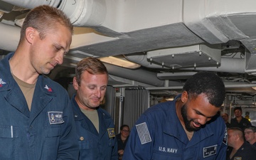 USS Howard celebrates the Navy’s birthday during Sama Sama 2024 in the South China Sea