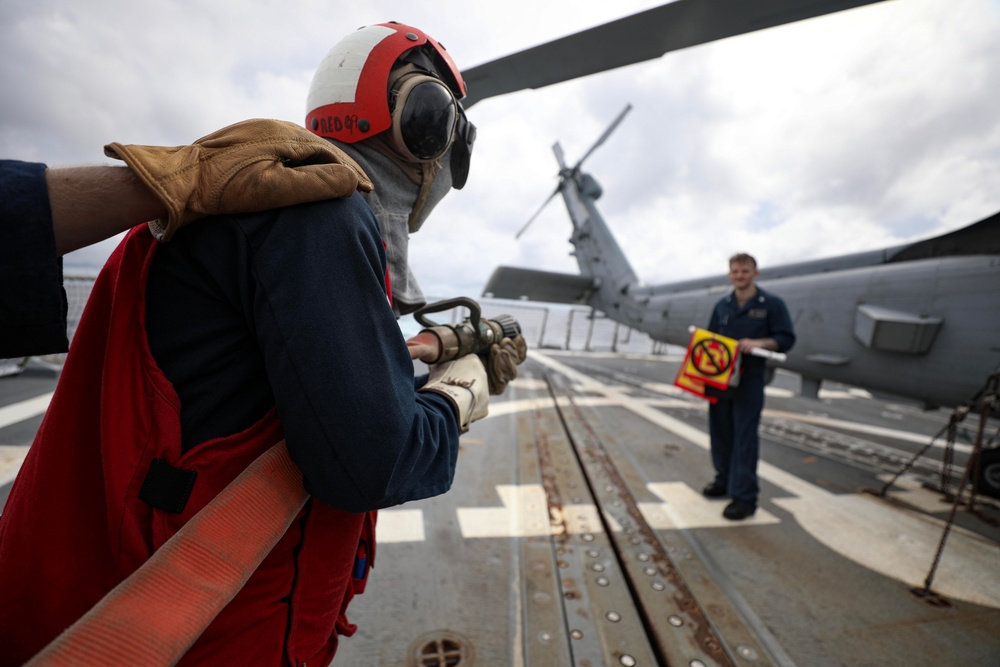 USS Dewey (DDG 105) Conducts Aircraft Firefighting Drill While Operating in the Andaman Sea