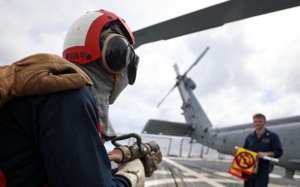 USS Dewey (DDG 105) Conducts Aircraft Firefighting Drill While Operating in the Andaman Sea