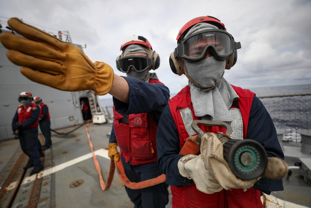 USS Dewey (DDG 105) Conducts Aircraft Firefighting Drill While Operating in the Andaman Sea