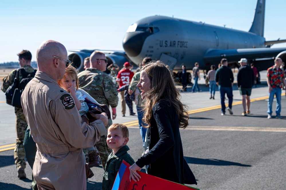 92nd Air Refueling Squadron Airmen return from deployment