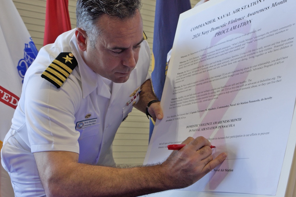 NAS Pensacola CO Signs Proclamation for Domestic Violence Awareness Month