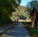 North Carolina National Guard Soldiers reinforce a temporary dirt roadway