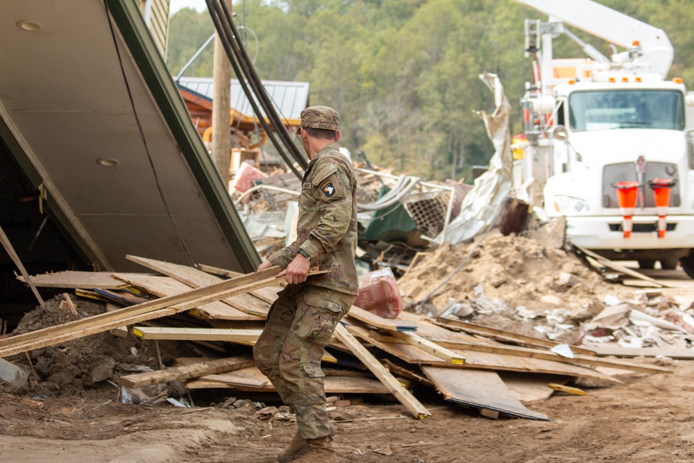 Members of Task Force Castle Assist With Recovery Operations in Chimney Rock, North Carolina