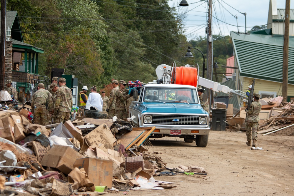 Members of Task Force Castle Assist With Recovery Operations in Chimney Rock, North Carolina