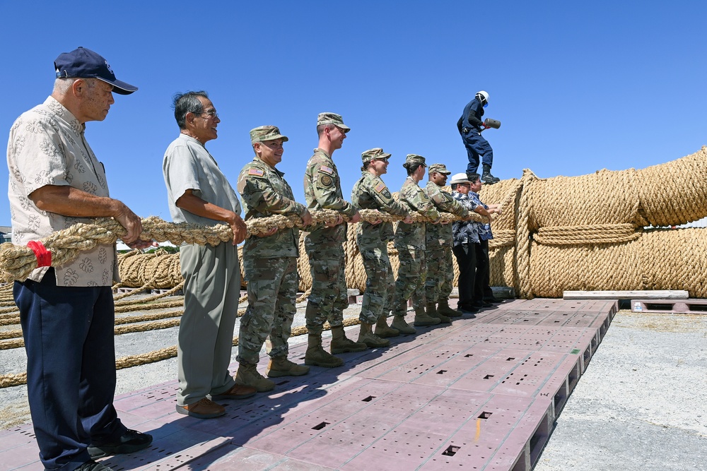 USAG Okinawa participates in Naha Giant Tug-of-War official rope inspection