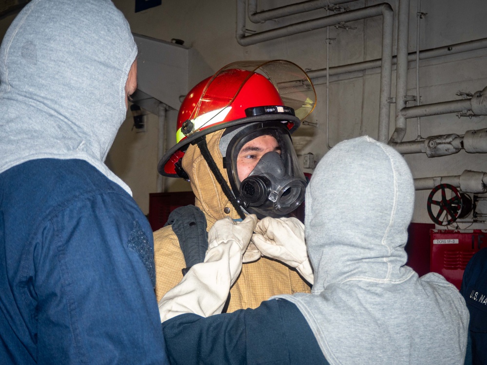 USS Carl Vinson (CVN 70) Sailors Participate in a General Quarters Drill