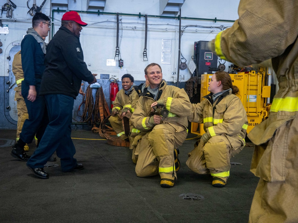 USS Carl Vinson (CVN 70) Sailors Participate in a General Quarters Drill