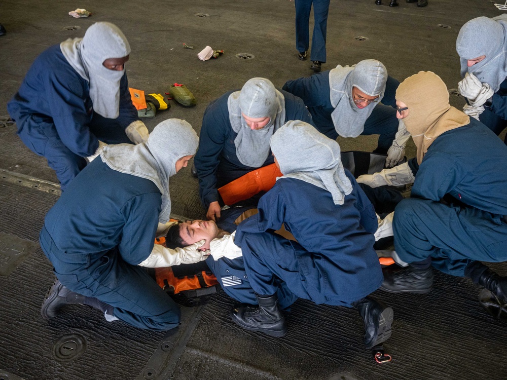 USS Carl Vinson (CVN 70) Sailors Participate in a General Quarters Drill