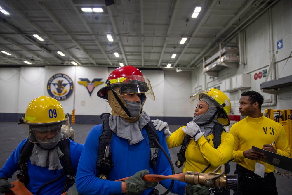 USS Carl Vinson (CVN 70) Sailors Participate in a General Quarters Drill