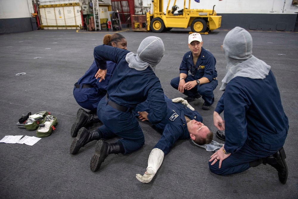 USS Carl Vinson (CVN 70) Sailors Participate in a General Quarters Drill