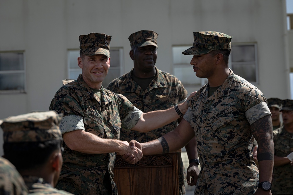 31st MEU Commanding Officer awards Marines in MAGTF Formation