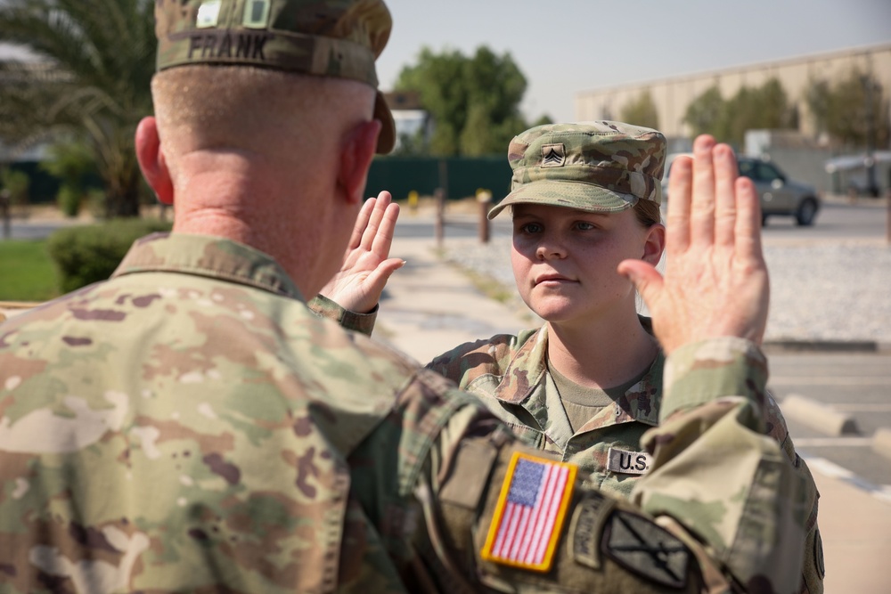 Lieutenant General Patrick Frank administers reenlistment