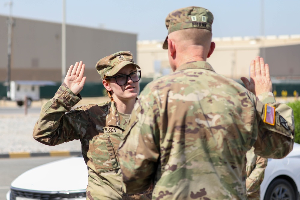 Lieutenant General Patrick Frank administers reenlistment