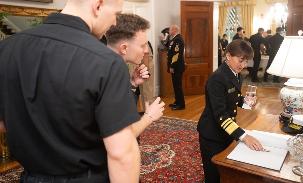 U.S. Naval Academy Superintendent Vice Adm. Yvette M. Davids hosts the 1st Class (senior) Midshipmen Dinner