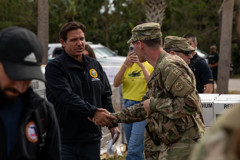 New York Army Guard Soldiers meet Florida Governor while on duty post Hurricane Milton