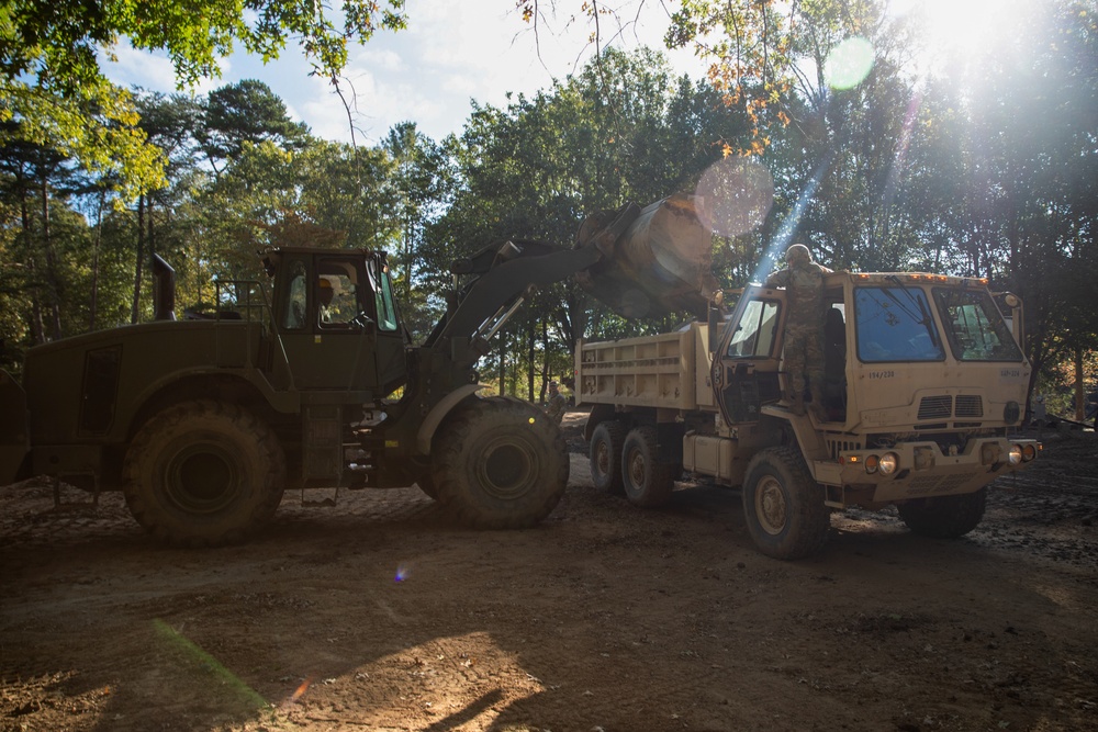 Tennessee Army National Guardsmen of the 278th clear debris in Greene County, Tennessee