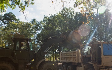 Tennessee Army National Guardsmen of the 278th clear debris in Greene County, Tennessee