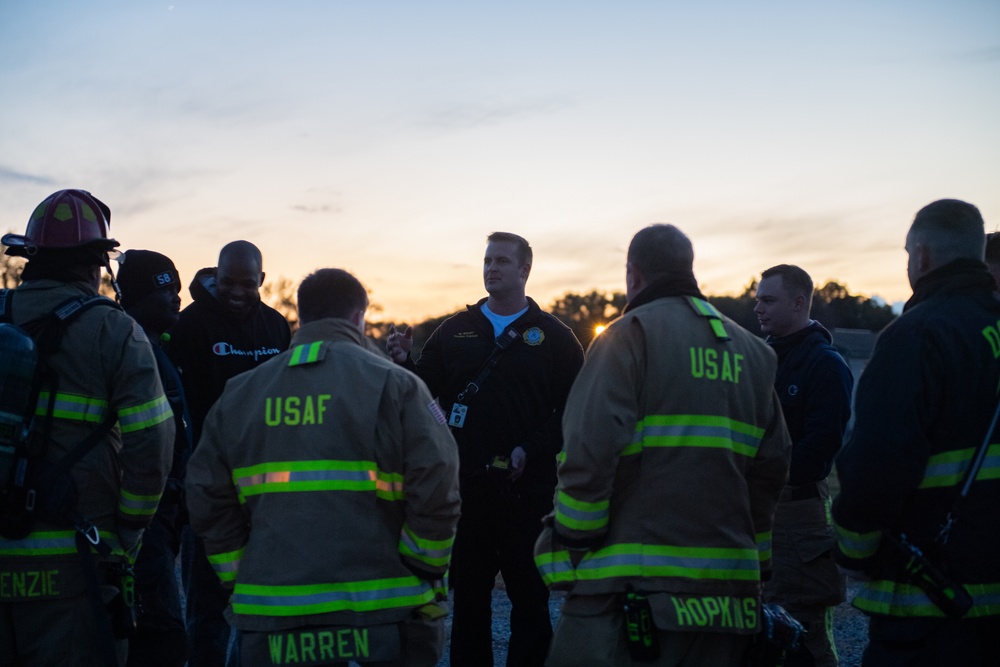 436th CES Fire Department conduct night live fire training