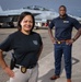 Naval Criminal Investigative Service (NCIS) Supervisory Special Agent (SSA) Jennifer Lynch and Special Agent (SA) Kenneth Randle around the flight line with F-18 Hornet