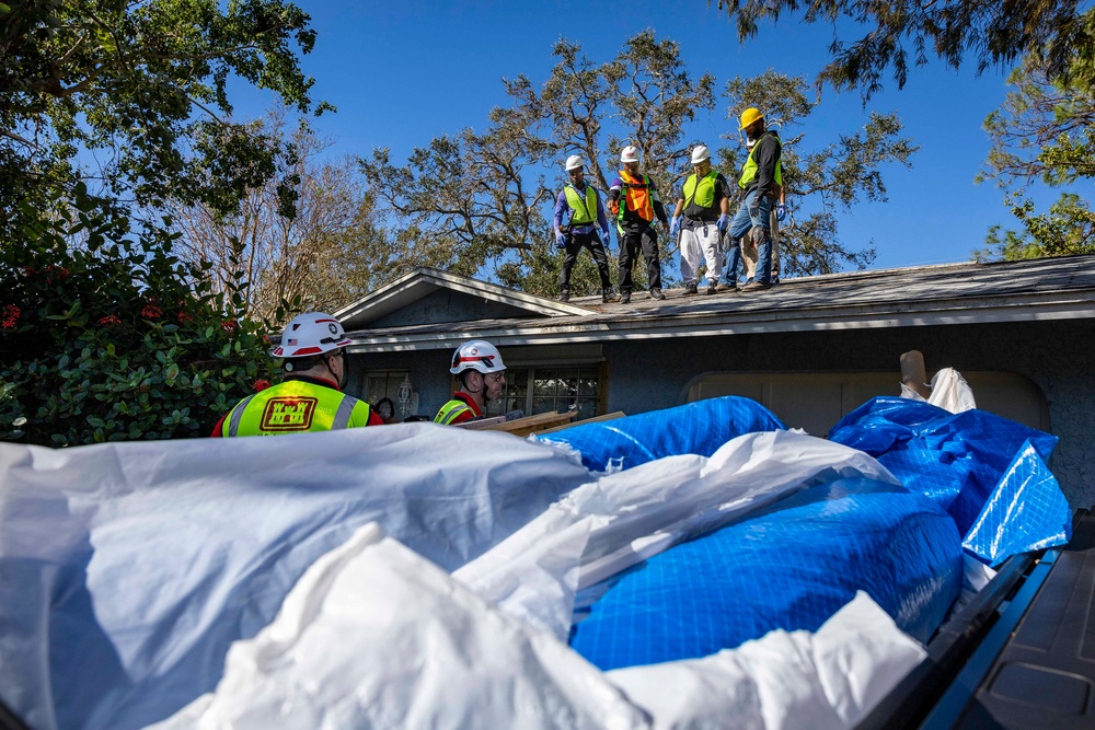 U.S. Army Corps of Engineers First Blue Roof Project in Sarasota for Hurricane Milton