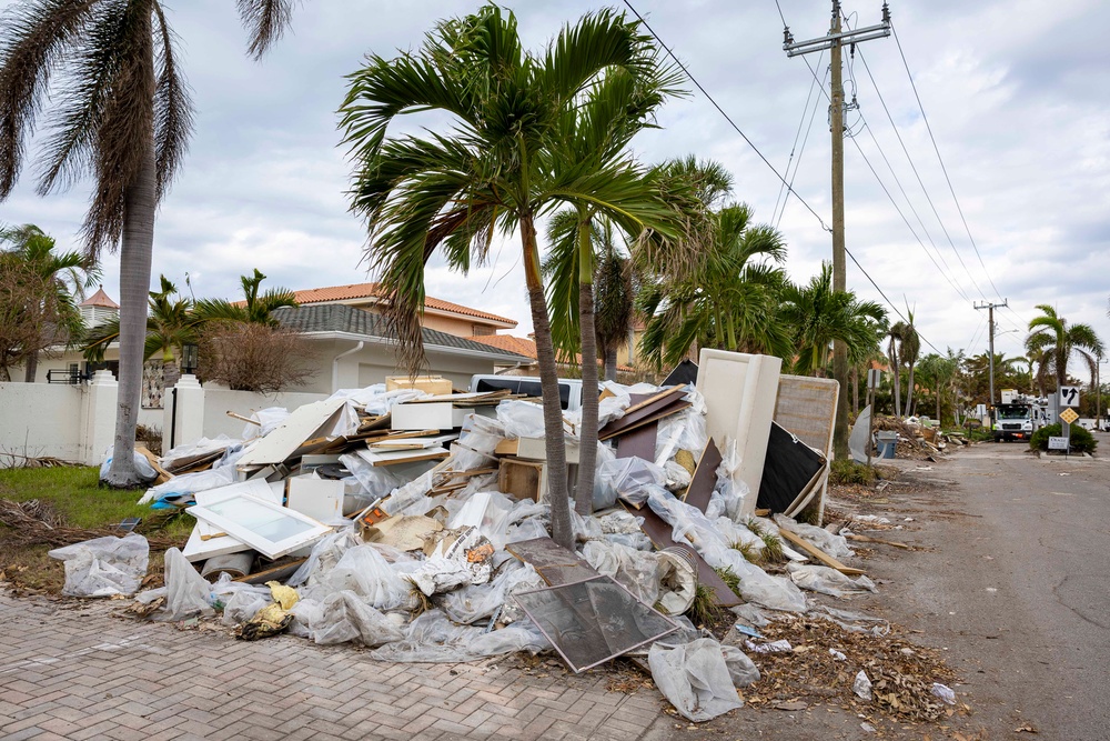 Damage and debris in Sarasota, Florida