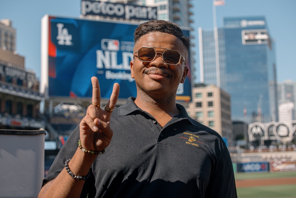 Staff Sgt. Chandler performs God Bless America at PETCO Park Stadium