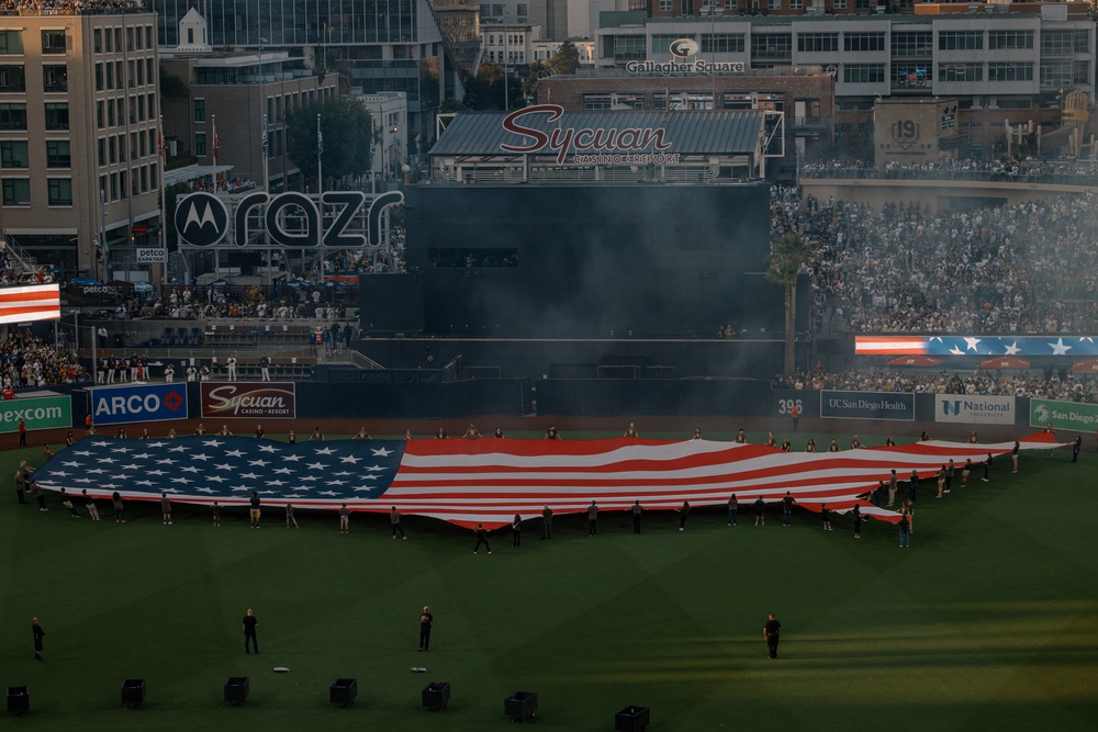 Staff Sgt. Chandler performs God Bless America at PETCO Park Stadium