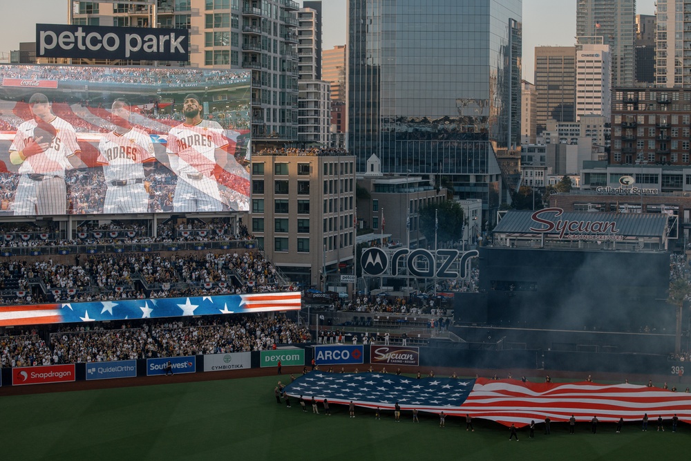 Staff Sgt. Chandler performs God Bless America at PETCO Park Stadium