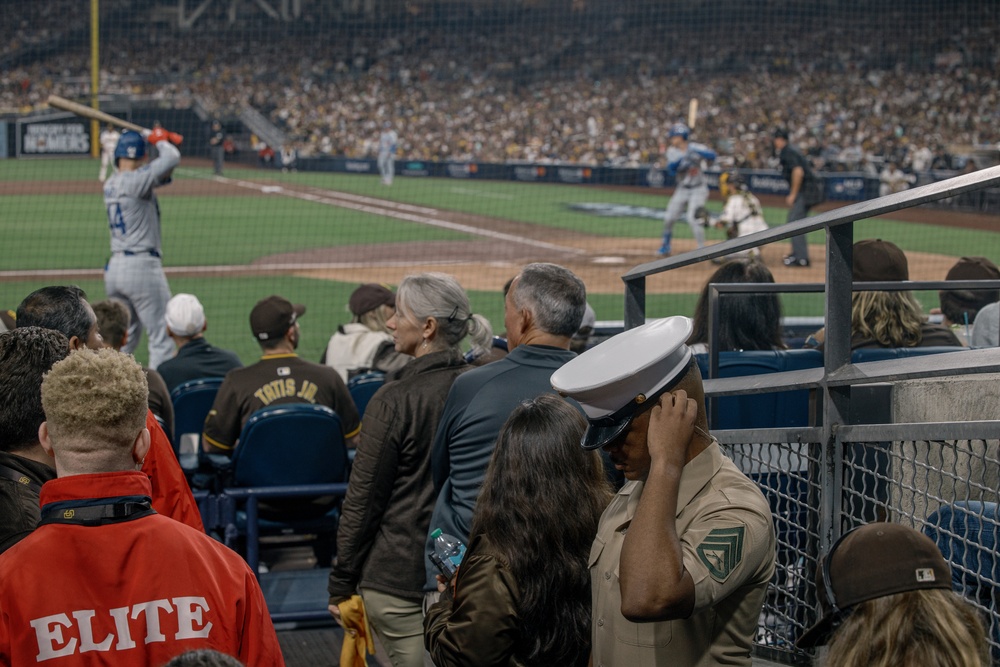 Staff Sgt. Chandler performs God Bless America at PETCO Park Stadium