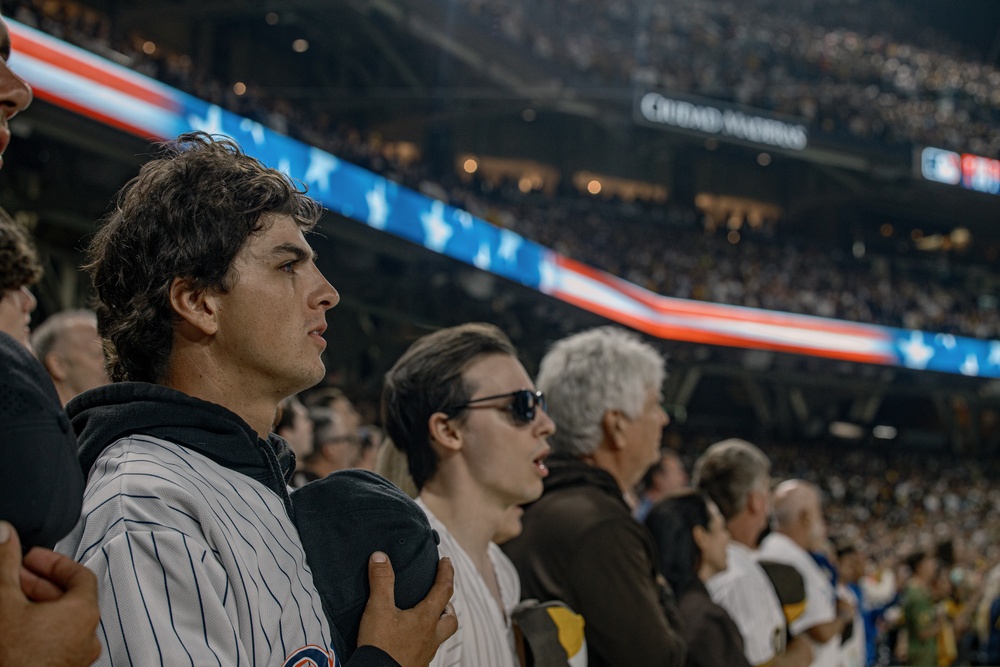 Staff Sgt. Chandler performs God Bless America at PETCO Park Stadium