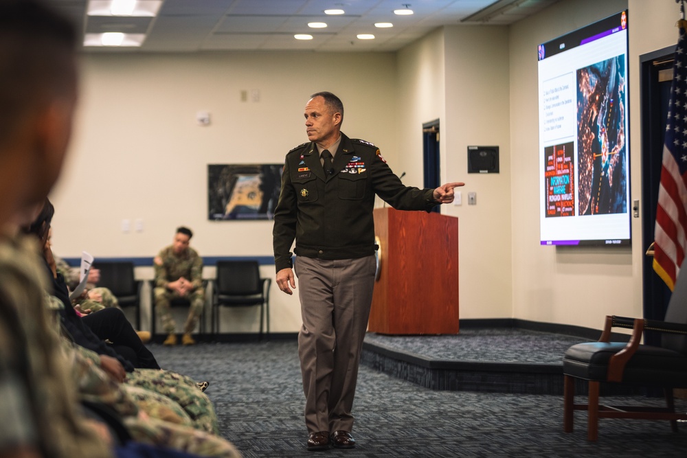 Eighth Army Commanding General addresses DINFOS student boy