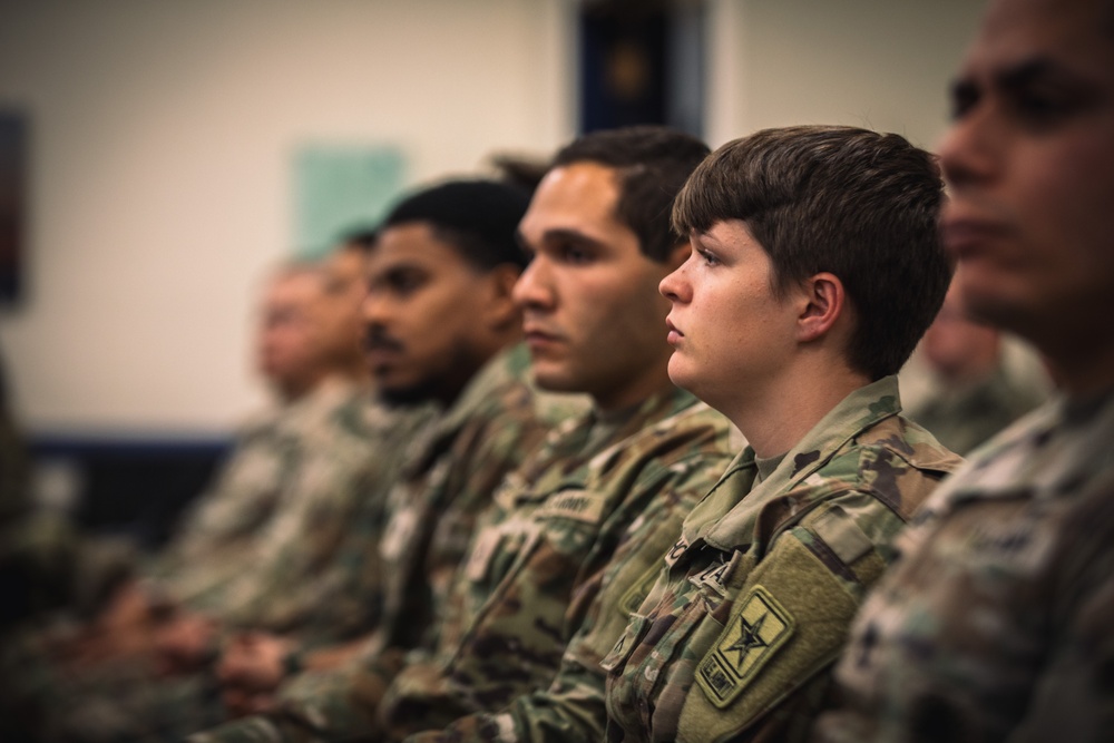 Eighth Army Commanding General addresses DINFOS student boy