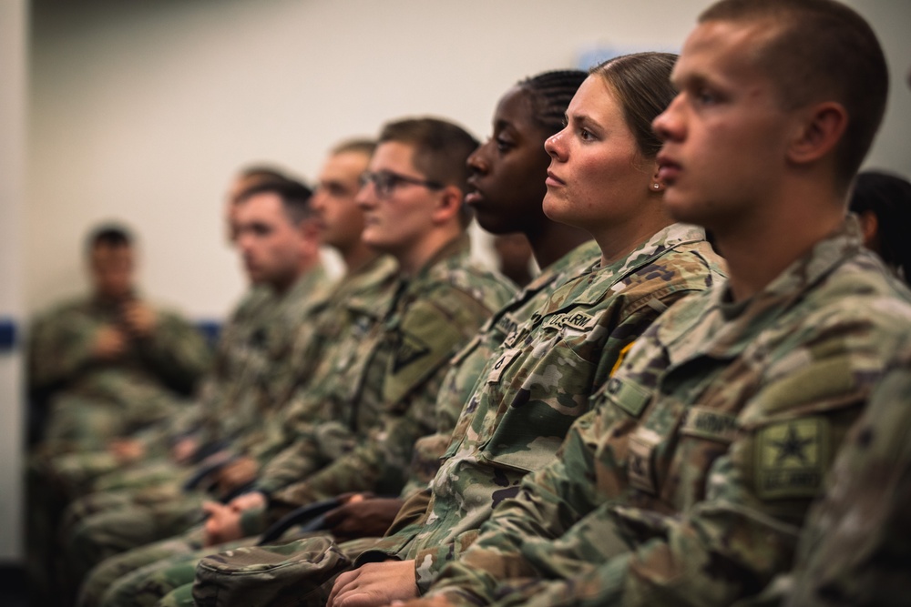 Eighth Army Commanding General addresses DINFOS student boy