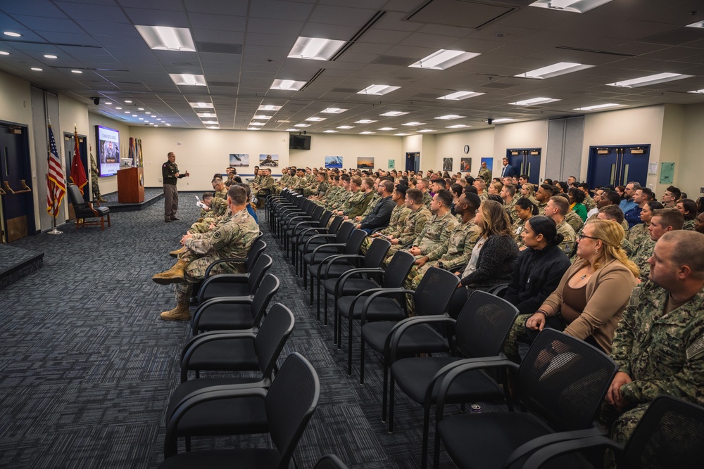 Eighth Army Commanding General addresses DINFOS student boy