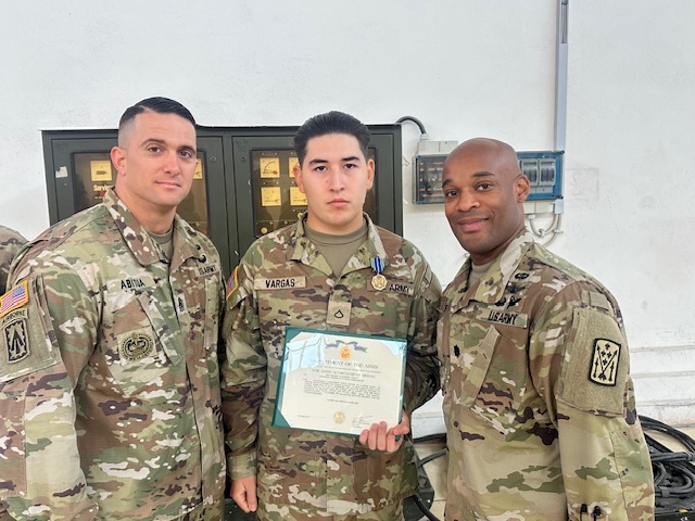 The U.S. Army 1-57 ADAR Battalion Command Team Recognizes Soldiers for their Outstanding Actions