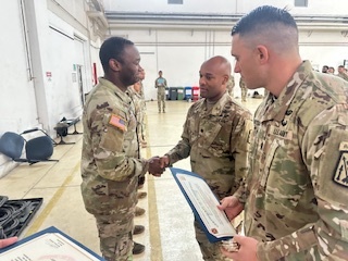 The U.S. Army 1-57 ADAR Battalion Command Team Recognizes Soldiers for their Outstanding Actions