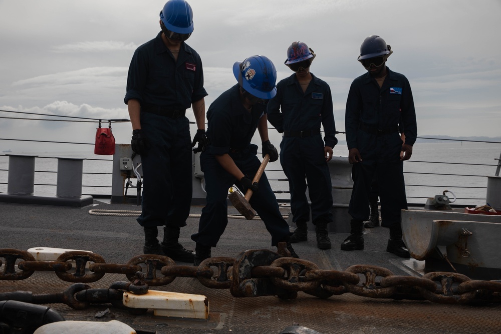 USS Higgins Conducts Sea-And-Anchor Evolution