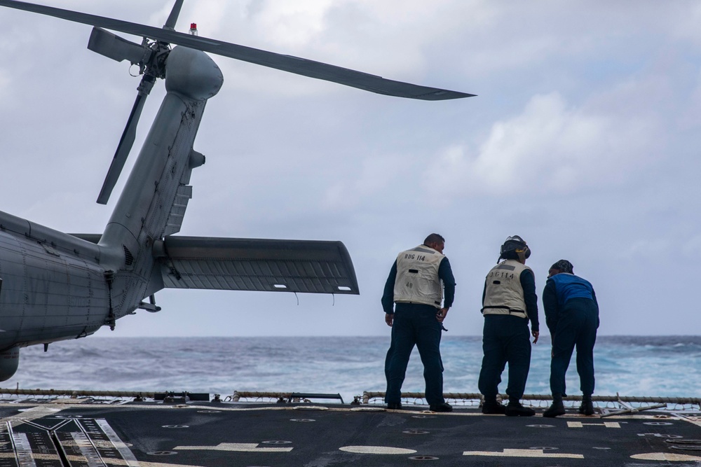 USS Ralph Johnson Conducts Flight Operations.