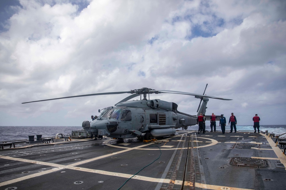 USS Ralph Johnson Conducts Flight Operations.