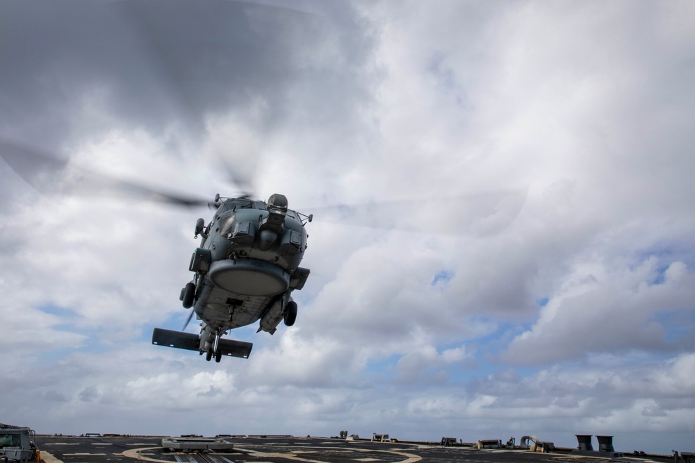 USS Ralph Johnson Conducts Flight Operations.