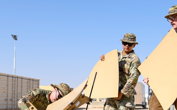 378th ECS Airmen Practice Assembling a Communications Fly-away Kit