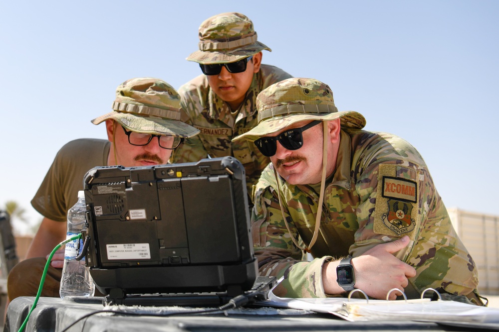 378th ECS Airmen Practice Assembling a Communications Fly-away Kit