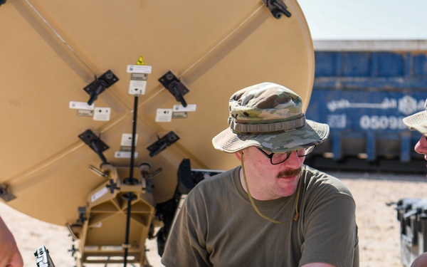 378th ECS Airmen Practice Assembling a Communications Fly-away Kit