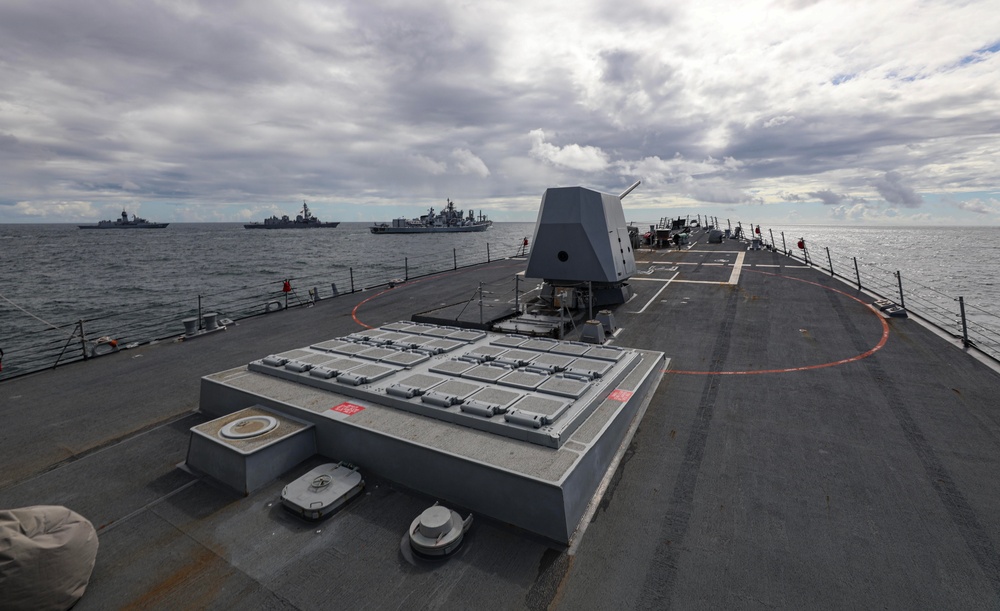 Australian, Indian, Japanese and U.S. Naval Forces Sail Together During Exercise Malabar 2024